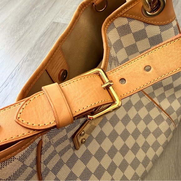 Louis Vuitton Galliera PM Damier Azur Hobo Shoulder Bag Leather Trim Authentic - Picture 11 of 14